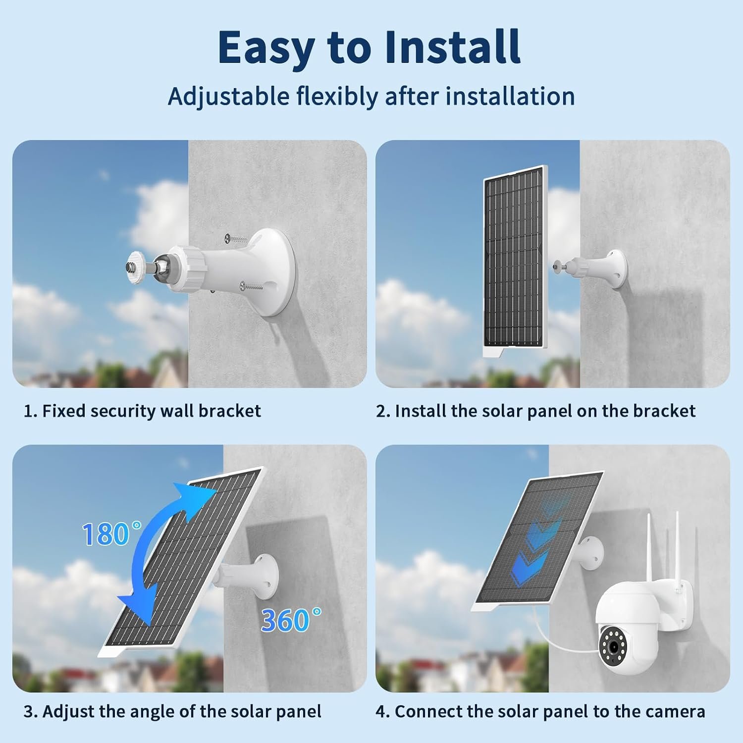 2 Pack 9W Solar Panels- IP65 Waterproof, High Efficiency Charger with 10FT USB-C Cable and Micro USB Adapter, Works in -4°F~176°F, for Outdoor Cameras, Smartphones and All DC 5V Devices - Image 5