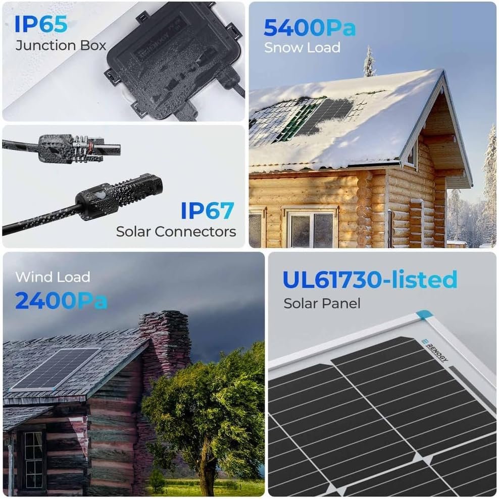 Renogy 100W 12V Solar Panel Starter Kit with 30A PWM Controller | Complete kit includes Monocrystalline solar panel, Charger Controller, cables, Z-brackets. For RVs, campers, off-grid. - Image 4