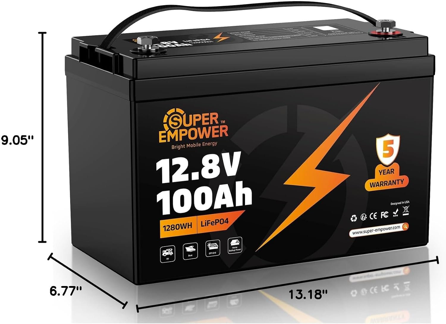 12V 100Ah LiFePO4 Battery, Group 24 Deep Cycle RV/Trolling Motor Battery | 1280Wh Capacity, 100A BMS, Low-Temp Cutoff, Supports 4P4S Expansion, Up to 20.48kWh, for RV, Trolling Motor, Marine & Solar - Image 9