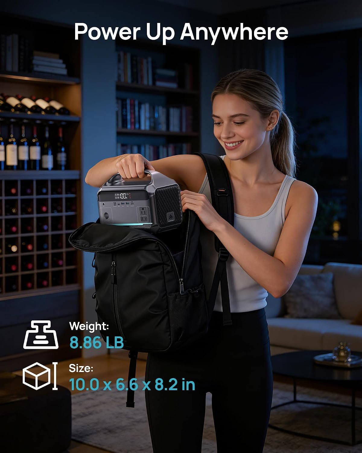 DARAN Portable Power Station 600W (1200W Peak), 288Wh Solar Generator LiFePO4 Battery with AC DC Outlets, 2hrs Fast Charging, 7-Port Design for Emergency, Hurricane (Solar Optional) - Image 3