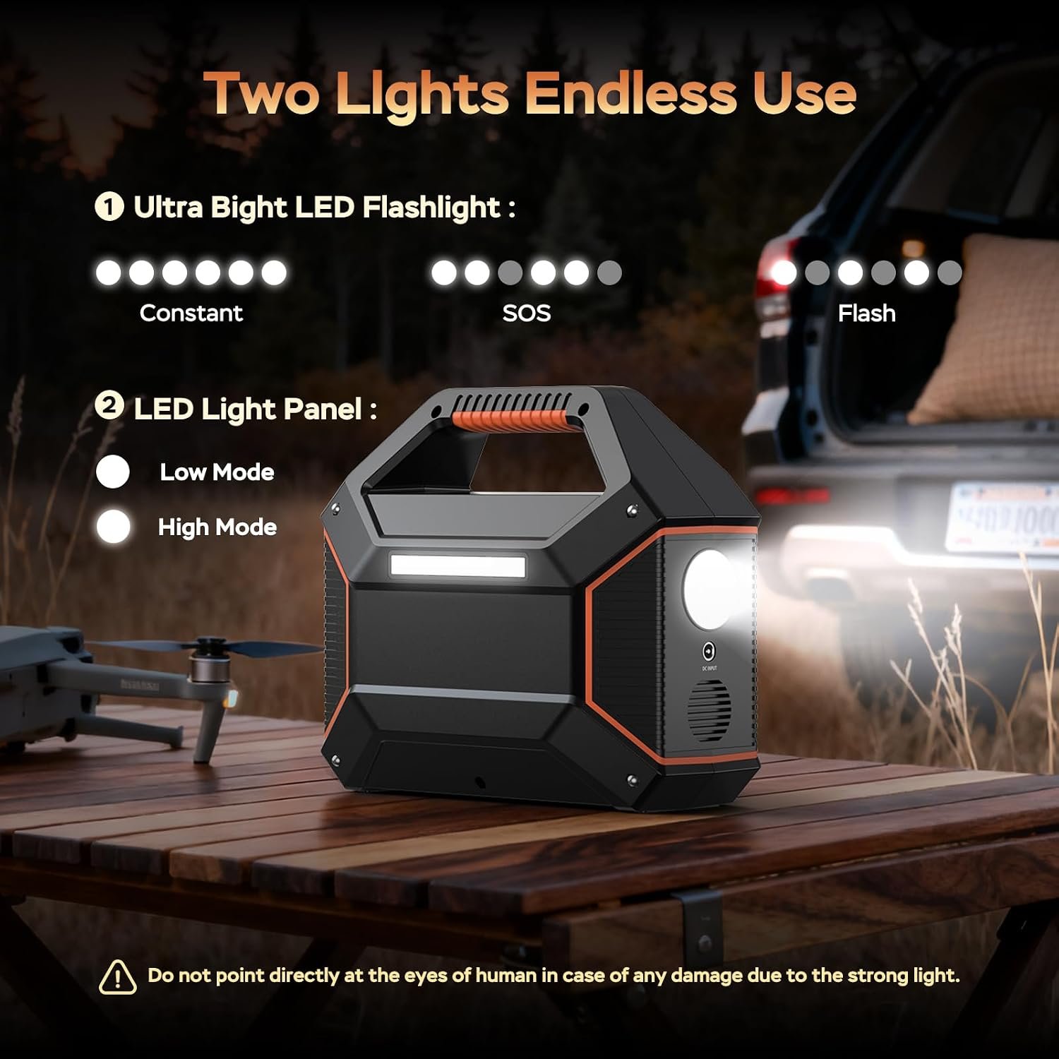 MARBERO Portable Power Station 155Wh, 100W Portable Generator 42,000mAh | Power Station with 6 Outputs, 2x 110V AC Outlet, LED Flashlight Lightweight for Camping, Home Blackout, Outdoor, RV Travel - Image 5