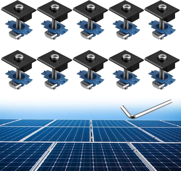 Anbte 10pcs Solar Panels Mid Clamps for Unistrut, Aluminium Solar Panel Brackets 30mm/35mm, Mounting Kit for Metal Roof, Tin Roof, Flat Roof, Sheet Roof, Black | Aluminium Alloy Solar Panel Brackets, Waterproof, Solar Panel Mounting Kit for Metal Roof, Tin Roof, Flat Roof, Sheet Roof