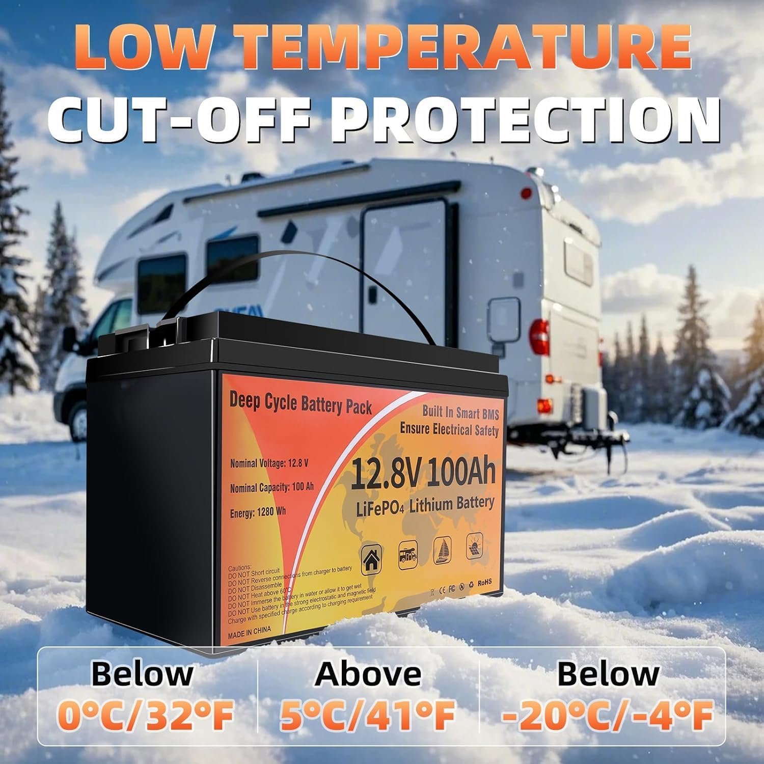 12V 100Ah LiFePO4 Battery, 1280Wh Lithium Battery Group 31 Smart 100A BMS, 15000+ Deep Cycles 10-Year Lifespan Low Temp Protection Lightweight Max 4P4S 1280Wh for Trolling Motor, RVs, Marine, Off-Grid - Image 5