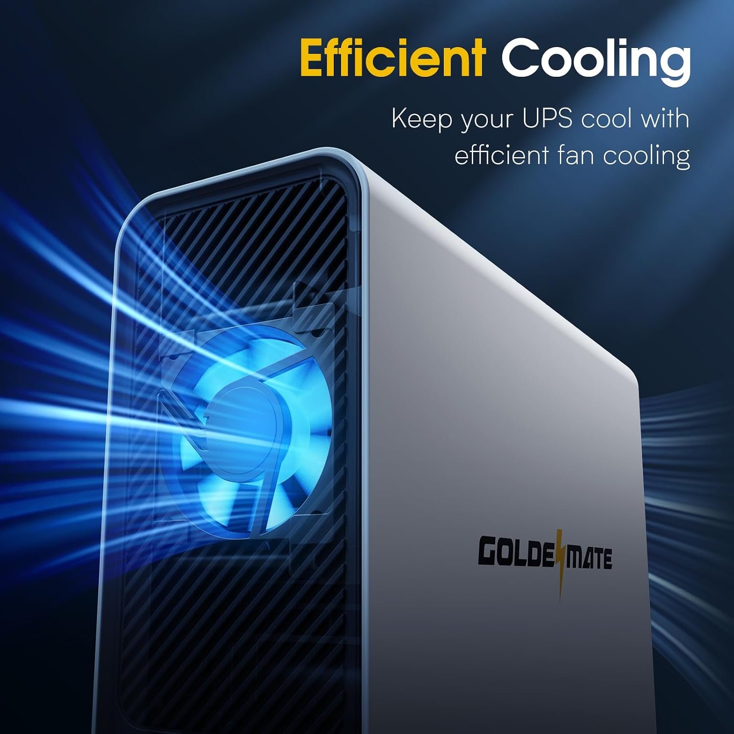 GOLDENMATE 1000VA/800W Lithium UPS Battery Backup & Surge Protector, White | Pure Sine Wave, 8 Outlets, Color LCD, 230Wh LiFePO4 Backup Battery, Uninterruptible Power Supply for PC/Internet/Home Office - Image 9