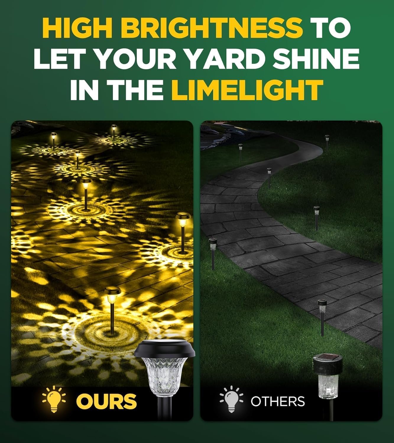 10 Pack Ultra Bright Solar Lights Outdoor Waterproof, from Dusk to Dawn Up to 12H Outdoor Solar Lights, Auto On/Off Solar Powered Garden Pathway Lights, Landscape Lighting Decorative for Yard, Patio - Image 3