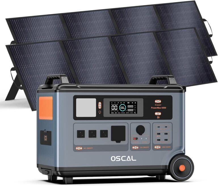 PowerMax 6000 Solar Generator 3600Wh with 2x200W Portable Solar Panel | 120V/240V Power Station 6000W AC Outlets (9000W Peak), 2200W AC Charging/2400W Solar Charging, Home Battery Backup