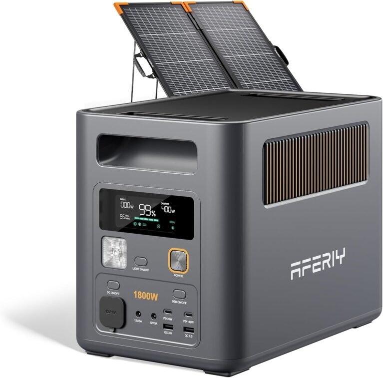 AFERIY Portable Power Station 1024Wh Generator&100W Bifacial Solar Panel | (Up to 5120Wh),1800W (Peak 3600W) AC Output,Fast Recharge,UPS Battery Backup for Home Backup Power,Camping,RV,Emergency