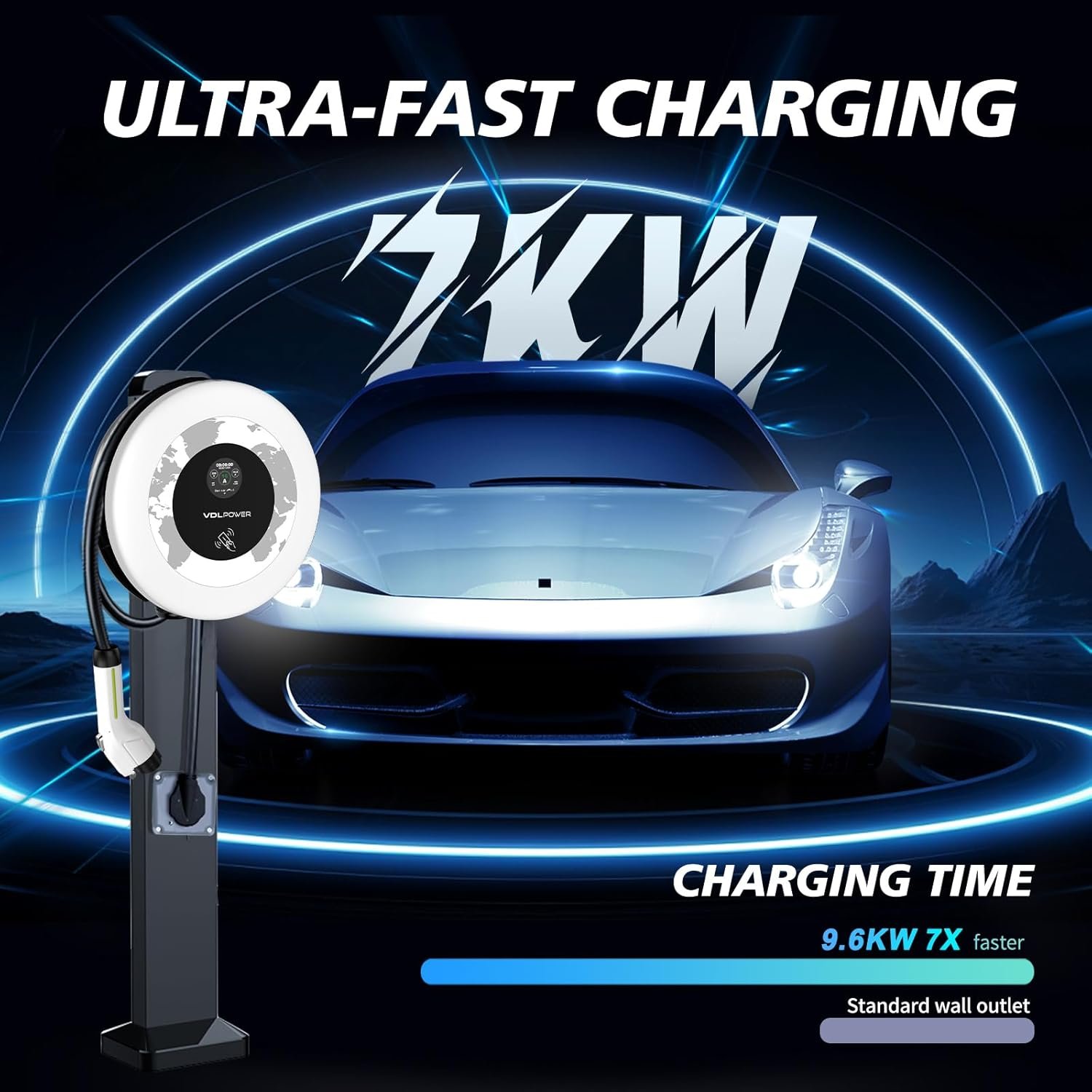 Level 2 EV Charger, 40Amp 9.6KW Fast EV Car Charger, Wall Charging Station for Home with J1772 Connector, 240V NEMA 14-50 Plug-WiFi & APP Enabled, EC41 White - Image 2