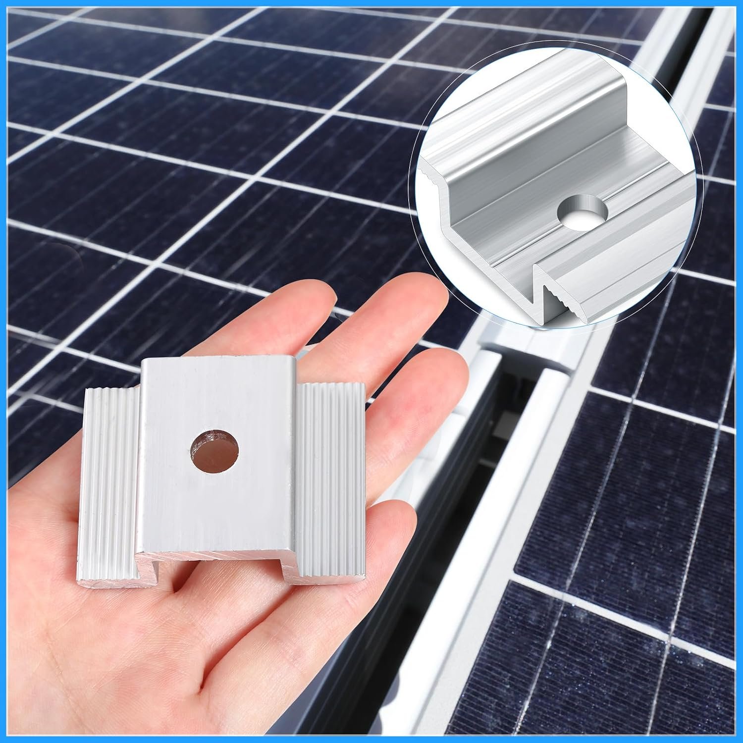 Zhengmy 100 Pack Solar Panel Mid Clamps 1.06 Inch Solar Panel Bracket Aluminium Mounting Accessories Aluminum Solar Mid Clamp for Solar Panel Mounting Solar Panel Mid Clamp - Image 4