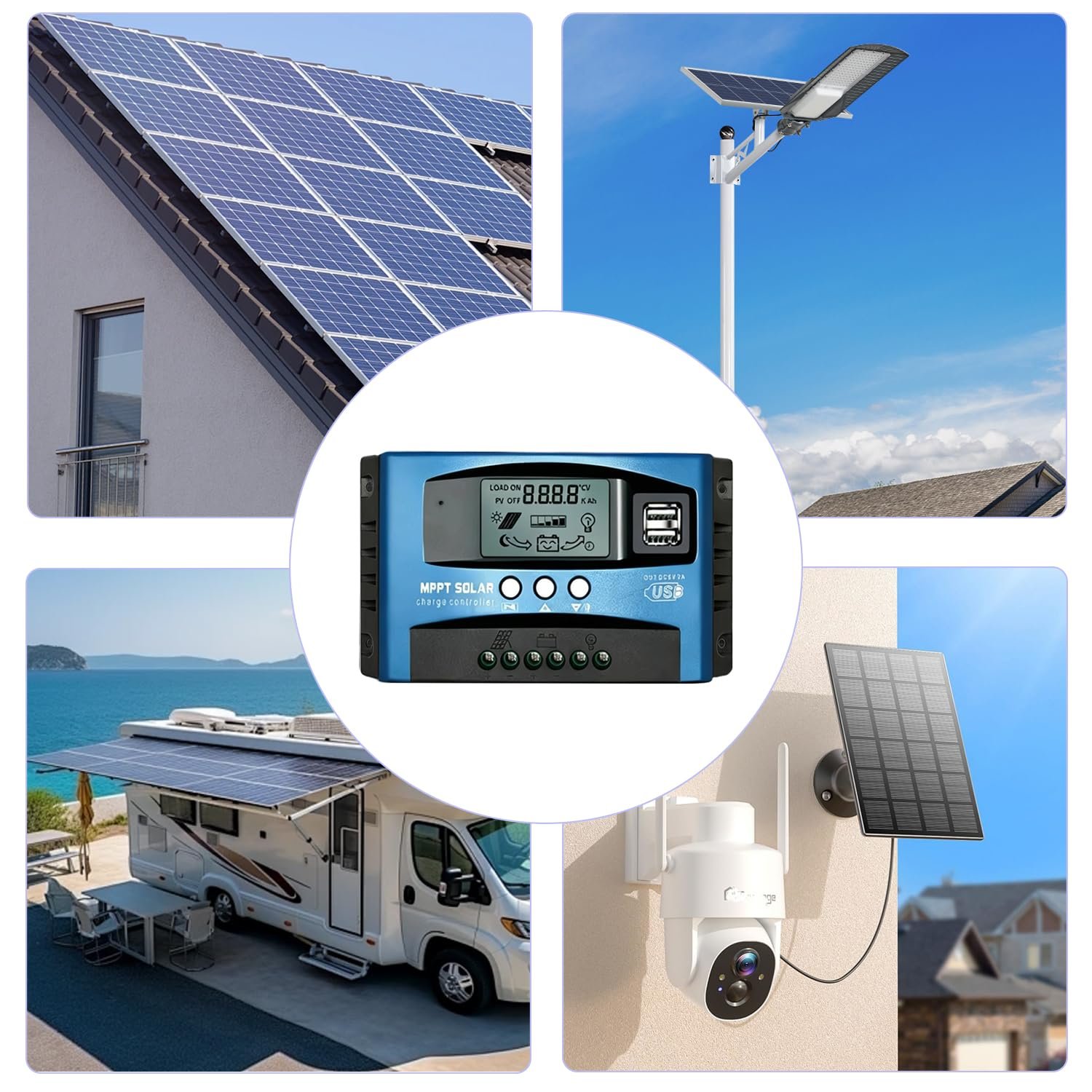 30A MPPT Solar Charge Controller Solar Panel Regulator - Auto-Detect 12V/24V System with Adjustable LCD Display Dual USB Port Timer Setting PWM Auto Parameter Fits for Lead-Acid & Lithium Batteries - Image 7