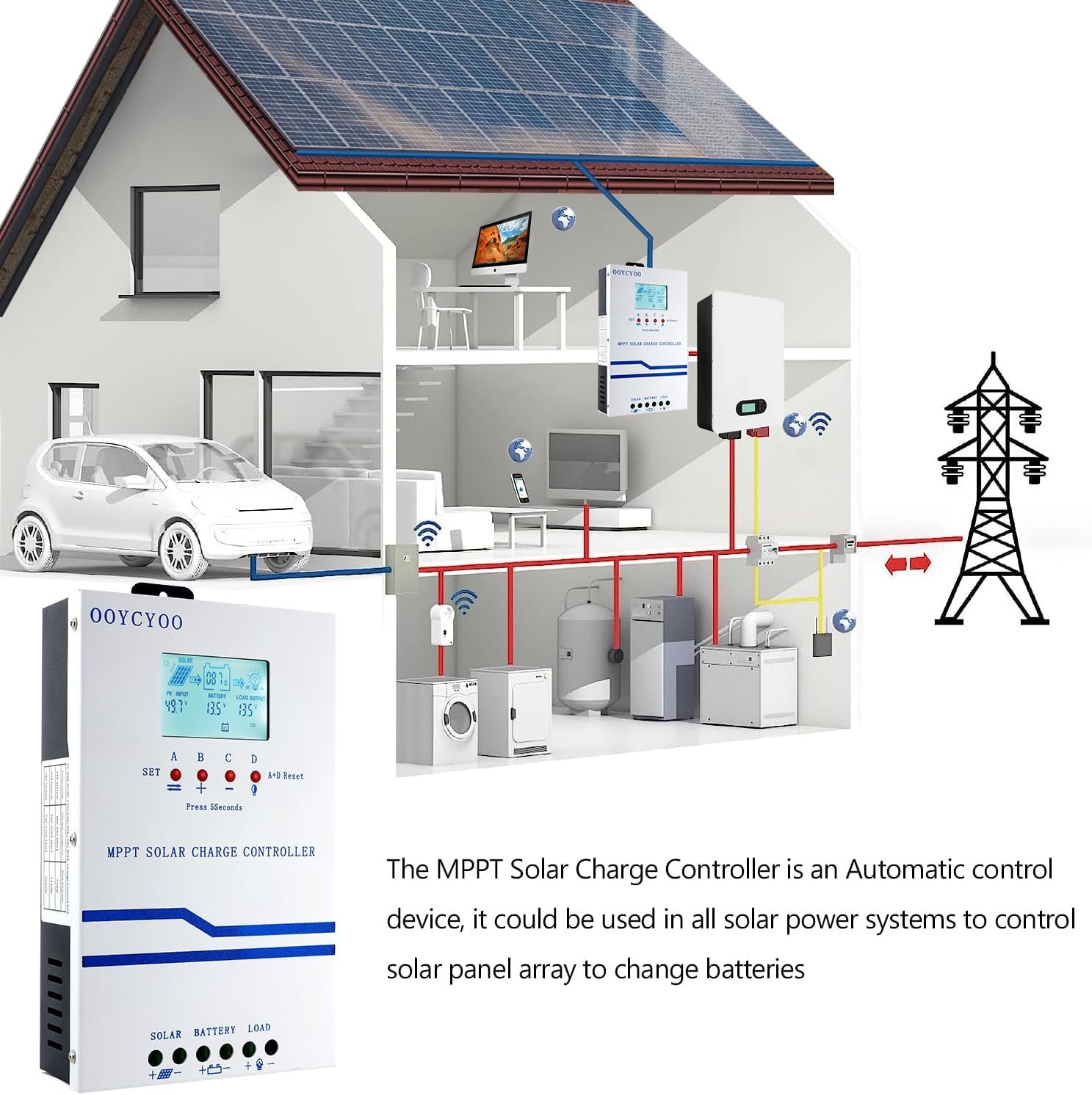 40A Solar Charge Controller MPPT 12V 24V 36V 48V Controller 40amp Solar Charge Regulator MPPT 160V w/LCD Display Work with AGM, Gel, Flooded and Lithium - Image 6