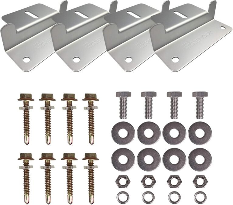 Renogy Solar Panel Mounting Z Brackets Lightweight Aluminum Corrosion-Free Construction for RVs, Trailers, Boats, Yachts, Wall and Other Off Gird Roof Installation, one set of 4 Units,Gray | Corrosion-Free Construction for RVs, Trailers, Boats, Yachts, Wall and Other Off Gird Roof Installation, Gray