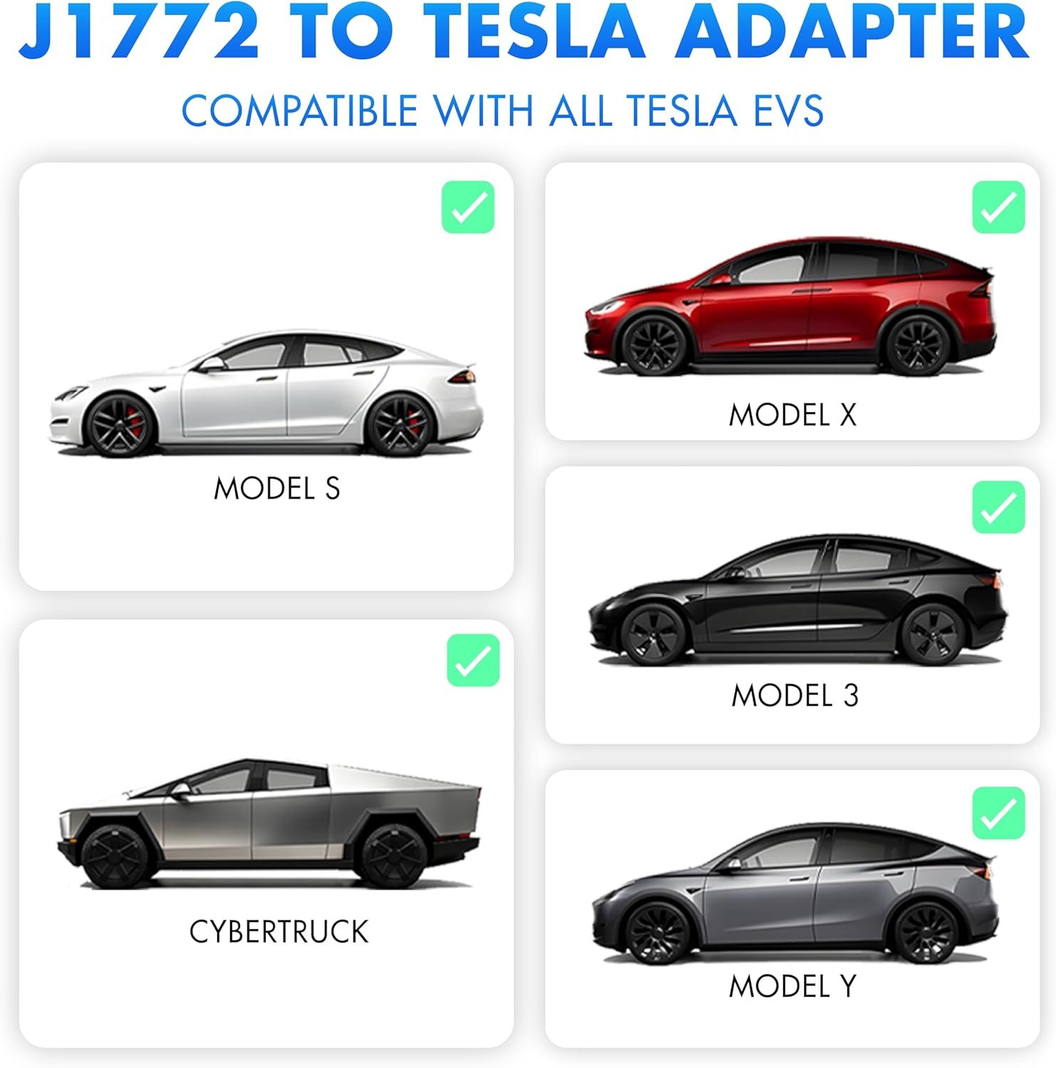J1772 to Tesla Adapter j1772 EV Charger Adapter for Tesla Model 3, Y, S, X, Cybertruck 80A/250V Quick Level 1 & 2 Charging Access Safety Certified - Image 5