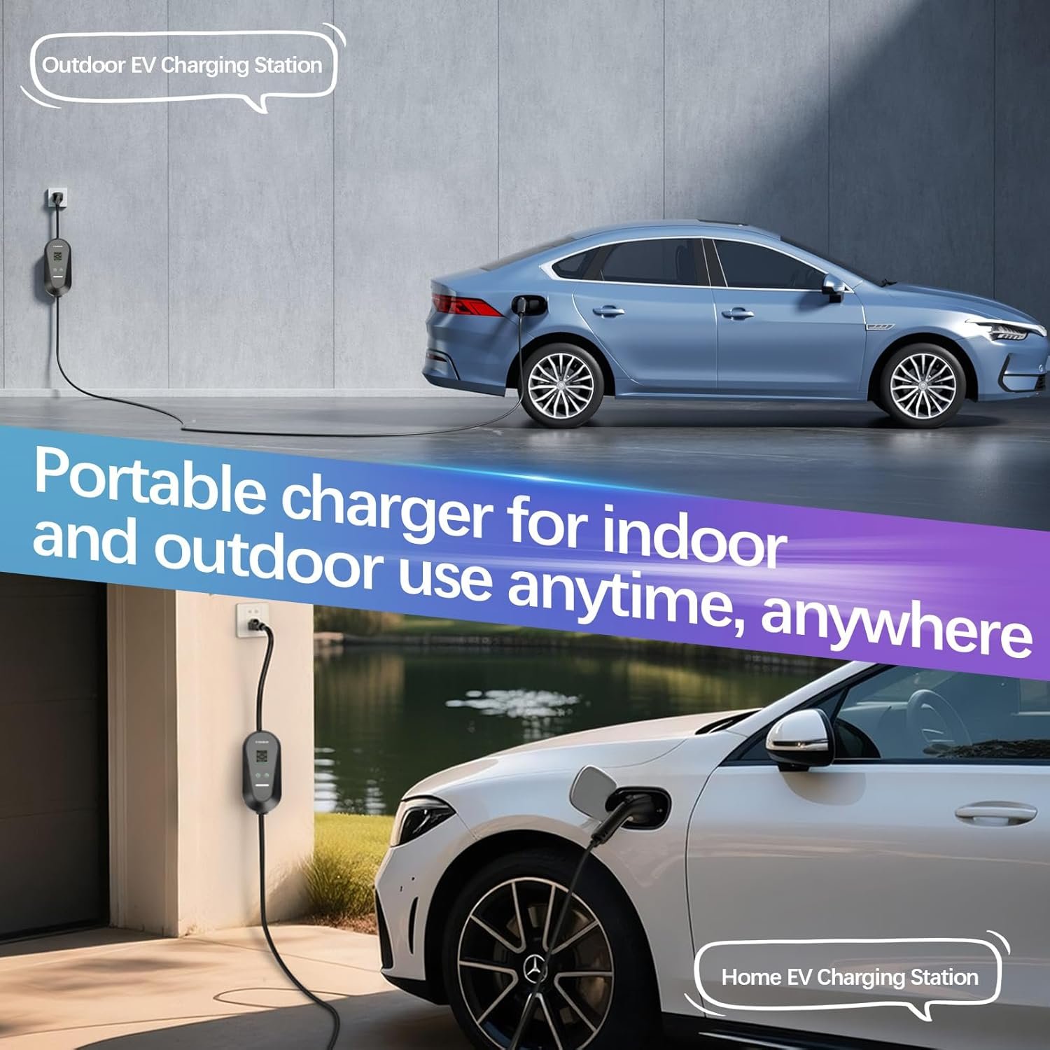 Level 1+2 Portable EV Charger for Electric Cars, 16A 3.5KW with 1.8 Inch LCD Display, 110V-240V, 6-20P Power Plug, J1772 Compatible, Applicable to Household Electricity - Image 6