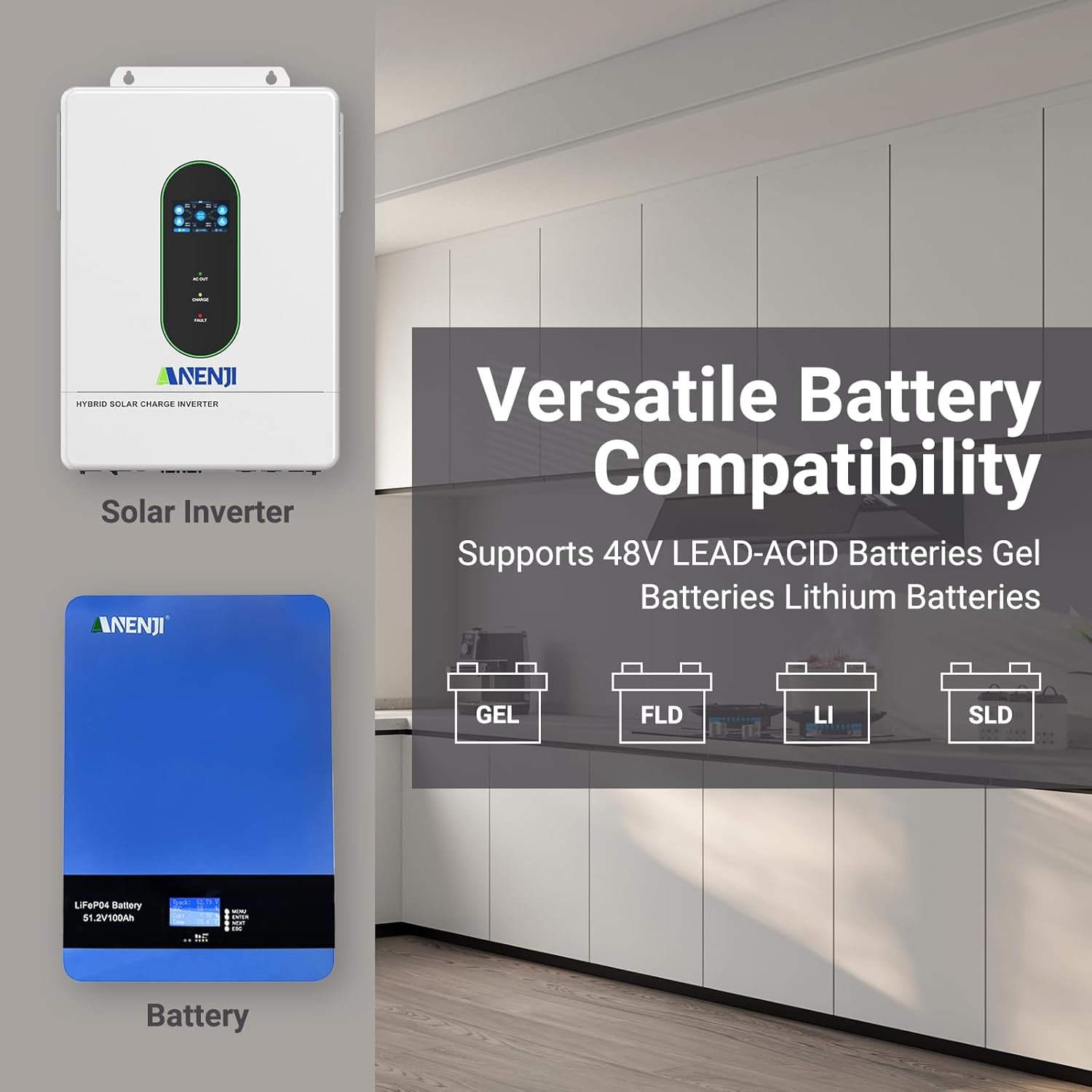 12000W Hybrid Solar Inverter 48V Split Phase 120V/240V, 200A Dual MPPT Controller 500V Input, Pure Sine Wave Off Grid Inverter Charger with WiFi & BMS Support, Parallel up to 6 Units-UL Certification - Image 4