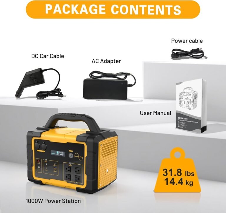 1000W Portable Power Station 1024Wh LiFePO4 for Outdoor & Home | Solar Generator (2000W Peak) Backup Battery, 60W USB-C PD Output 1 Hr Fast Charge for Camping,Emergency, RV, Van Travel
