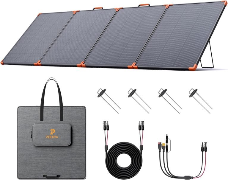 ZOUPW 350W Portable Solar Panel N-Type 16BB for Power Station | 25% High Efficiency Foldable Solar Panel for Jackery/EcoFlow Delta/Anker/Bluetti,IP68 Waterproof for Camping RV Power Backup
