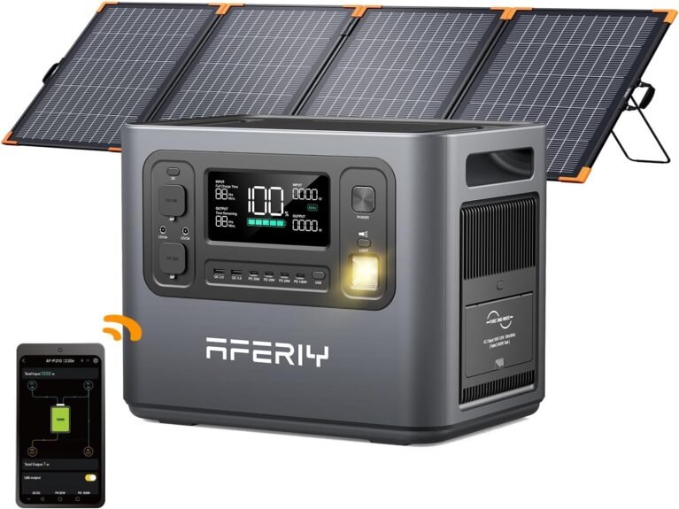 AFERIY P210 2400W Portable Power Station 2048Wh & 200W Bifacial Solar Panel | Bifacial Solar,Over-rated Power,Up to 25% Efficiency N-type Solar Cell,Solar Generator with Panels Included for Camping & RVs