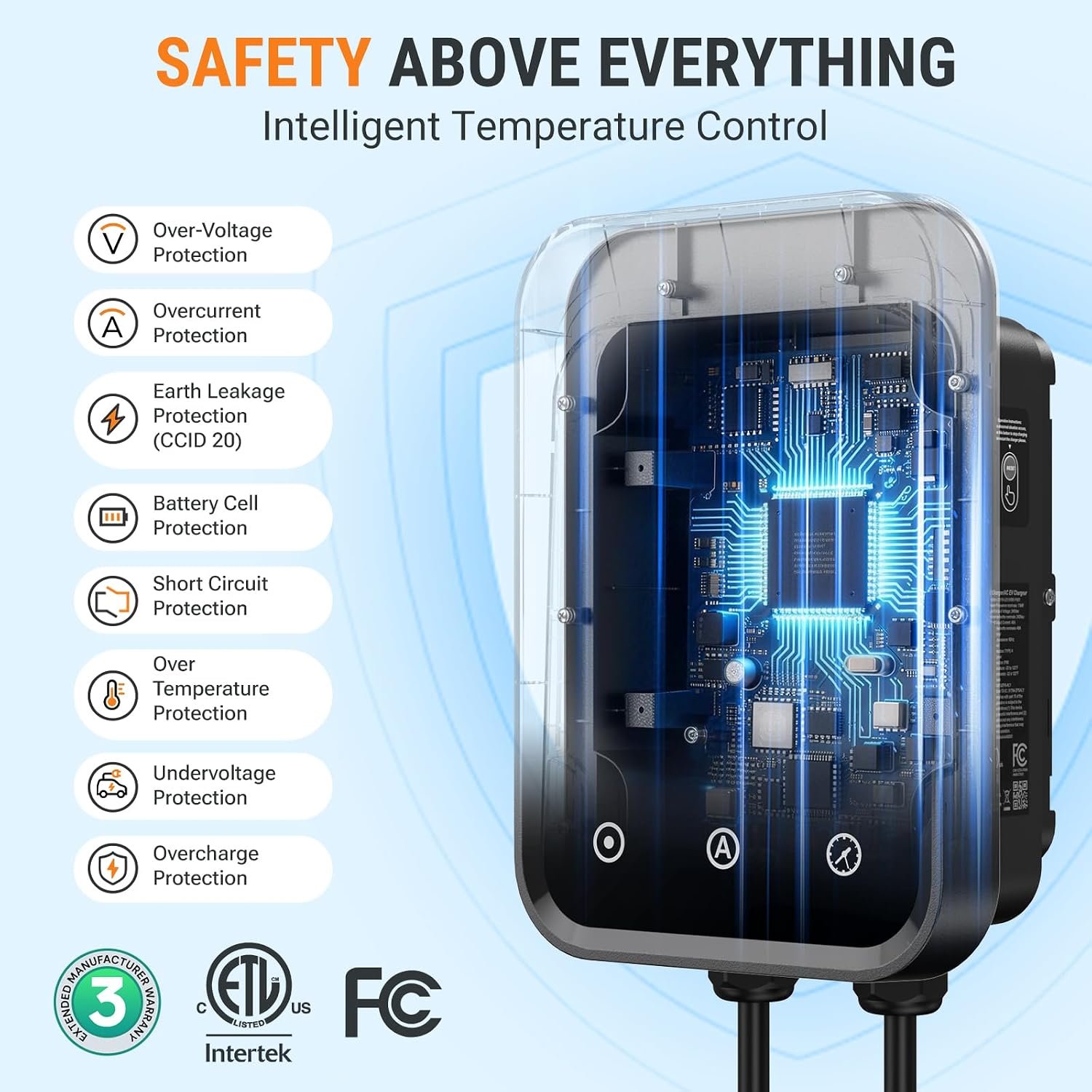 AIMILER Level 2 Electric Vehicle (EV) Charger(WiFi APP/Plug-Play), 48A, 25ft Cable ETL Certified, J1772 Connector EVSE EV Electric Car Charging Stations for Home Level 2 (Black 240V Nema 14-50P) - Image 6