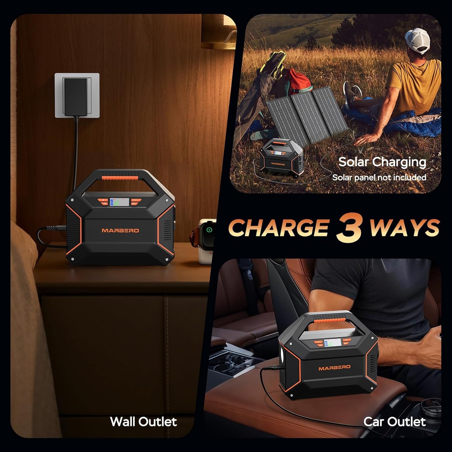 MARBERO Portable Power Station 155Wh, 100W Portable Generator 42,000mAh | Power Station with 6 Outputs, 2x 110V AC Outlet, LED Flashlight Lightweight for Camping, Home Blackout, Outdoor, RV Travel - Image 7