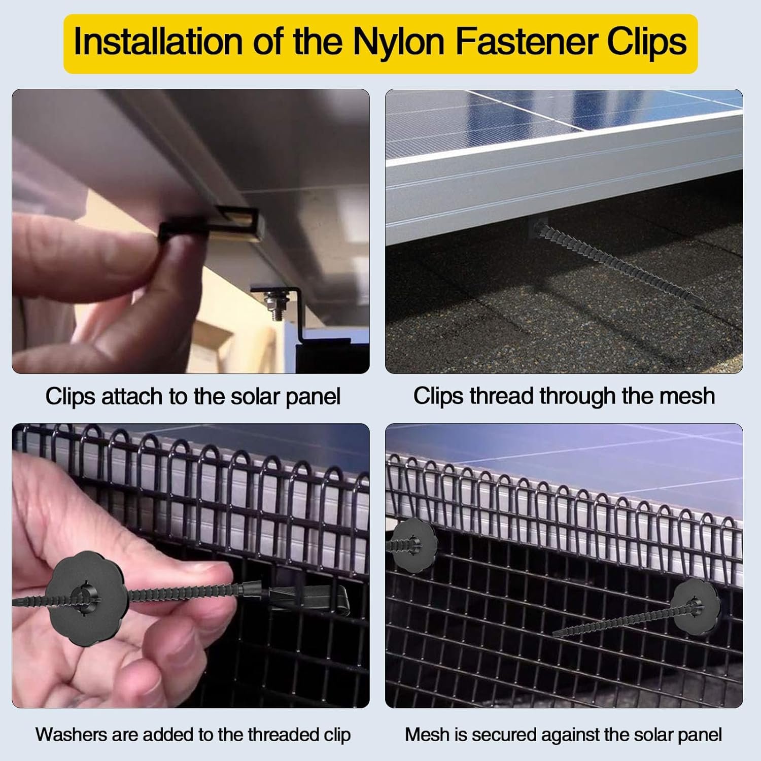 100 Sets Nylon Fasteners Clips for Solar Panel Bird Guard,Critter Guard Clips for Attaching Wire Mesh to Solar Panels,Solar Guard Clips, Solar Panel Clips for Squirrel Proof Bird Fence - Image 4