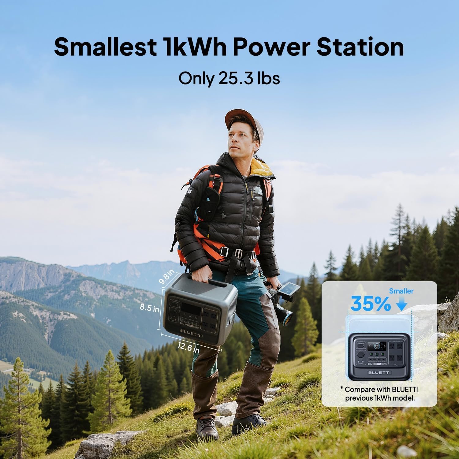 BLUETTI Elite 100 V2 Portable Power Station for Camping 1024Wh 1800W | 3600W Surge, 35% Smaller, 70 Min Fast Charging, 10ms UPS, LiFePO4 Battery Solar Generator for Home Backup, Emergency, Outdoor - Image 4