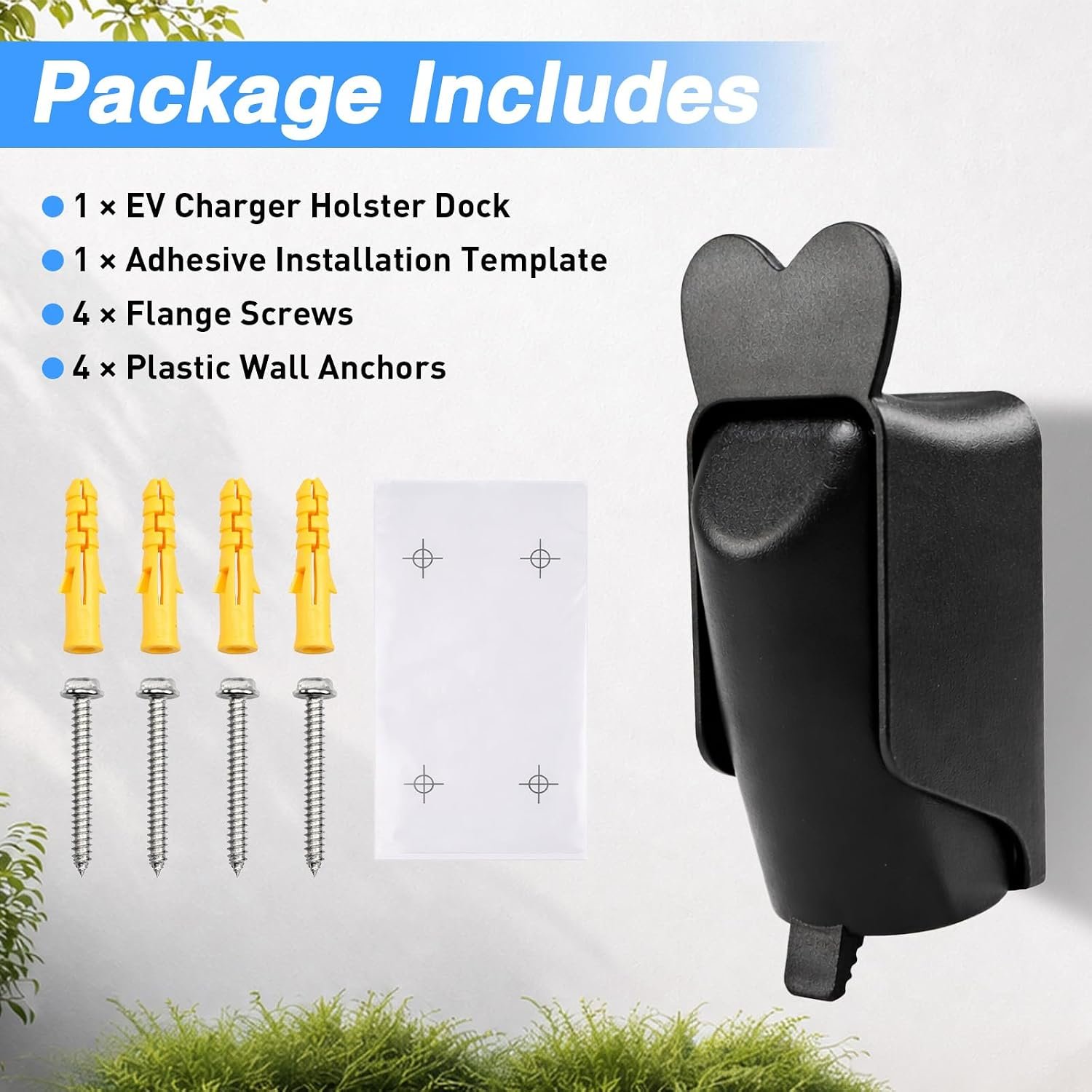 EV Charger Holster Dock, EV Charger Holder Wall Mount Kit Compatible with SAE J1772 Connector, EV Charger Cable Holder for Electric Vehicles - Image 8