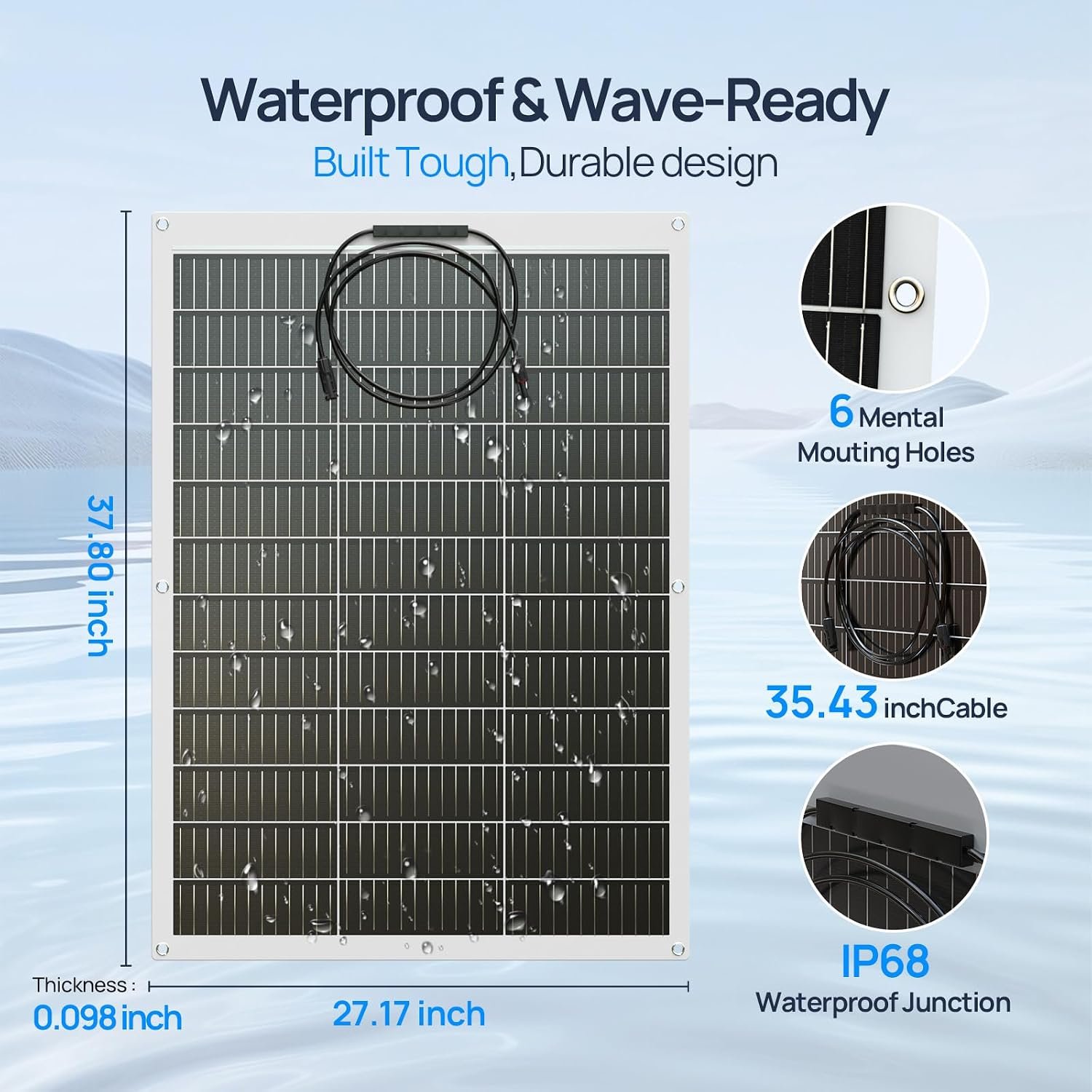 ECO-WORTHY 2pcs 130 Watt (260W) 18BB Flexible Solar Panels,25% High-Efficiency Waterproof Monocrystalline Lightweight Solar Panel for RV,Boats,Curved Surfaces,Roofs,Cabin - Image 4
