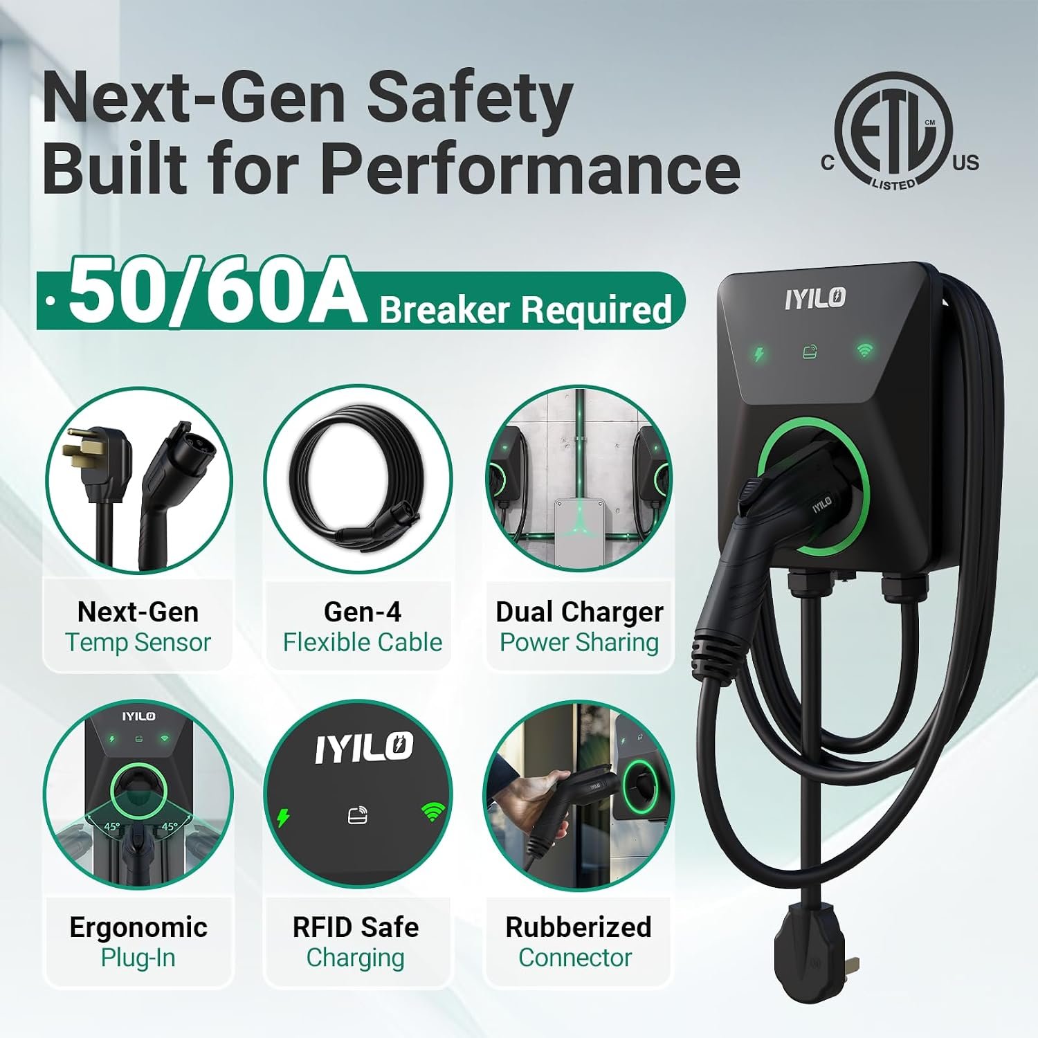 Upgraded Version Level 2 EV Charger, 40A /9.6KW or 48A/11.5KW | Compatible with Dual Installation Methods: NEMA 14-50P or Hardwired, Power Sharing, DLB, Temp Sensors, Smart APP, UL/ETL - Image 7