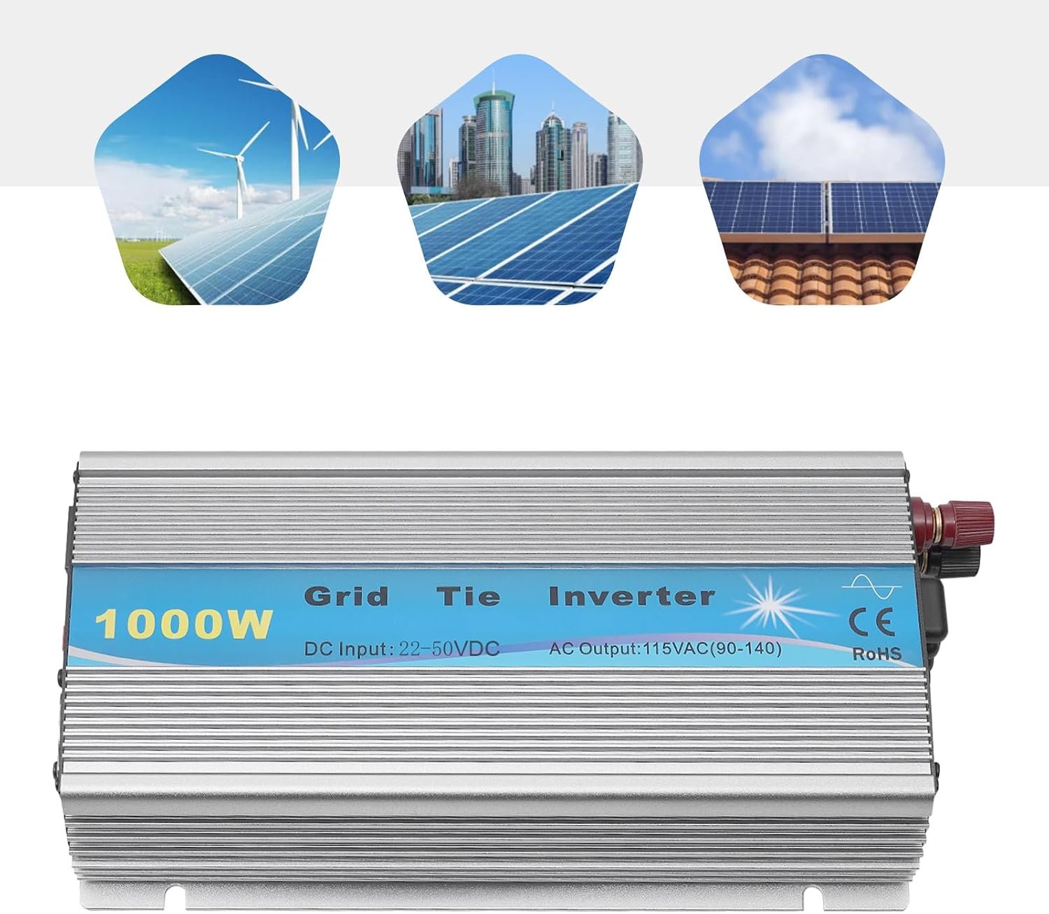 1000W Solar Grid Tie Inverter, MPPT Pure Sine Wave, Solar Powered Reversing Converter, High Efficiency, 22-50VDC Input AC90-140V Output for 36V Solar Panel/Battery - Image 8