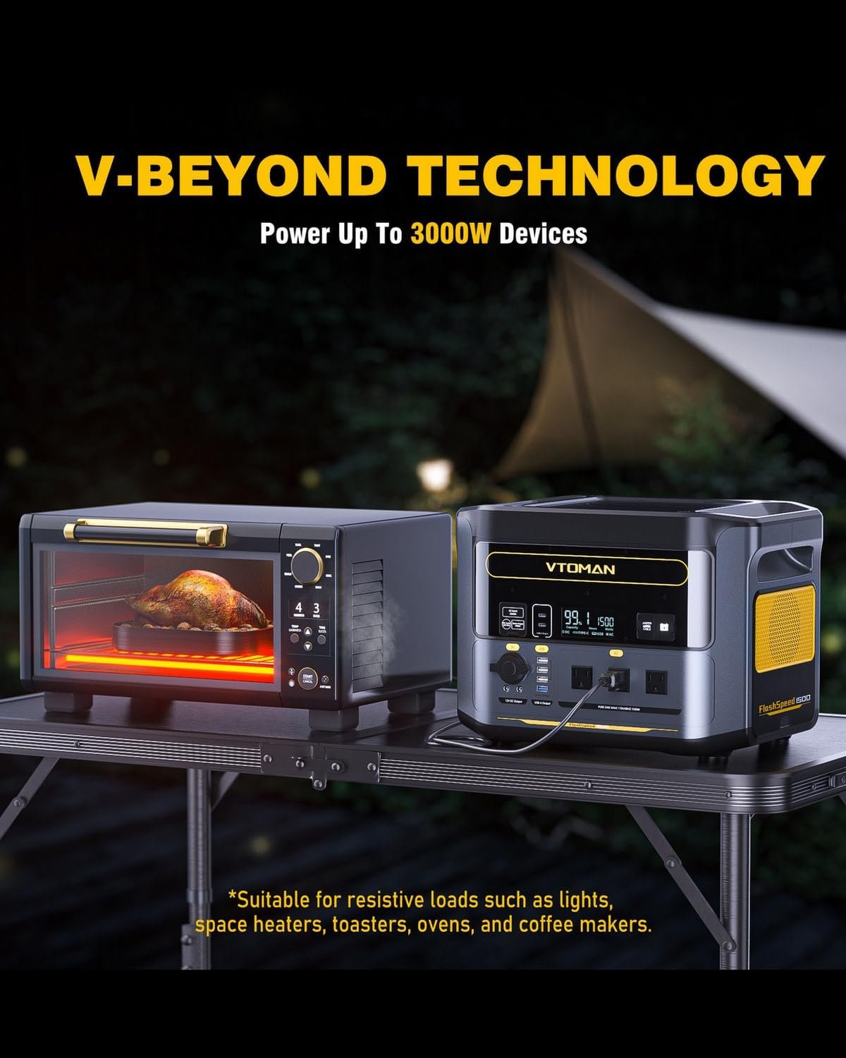VTOMAN FlashSpeed 1500 Solar Generator, 1548Wh LiFePO4, 3000W peak ouput | Recharge 0-100% in 1H, UPS - Image 8