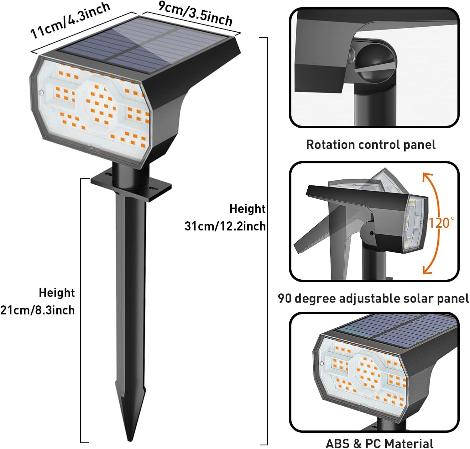 NYMPHY Solar Lights Outdoor Waterproof - 6 Pack (Warm White) | 56 LED 3 Lighting Modes IP68 Waterproof Solar Powered Garden Yard Spot Solar Lights for Christmas Outside Landscape - Image 5