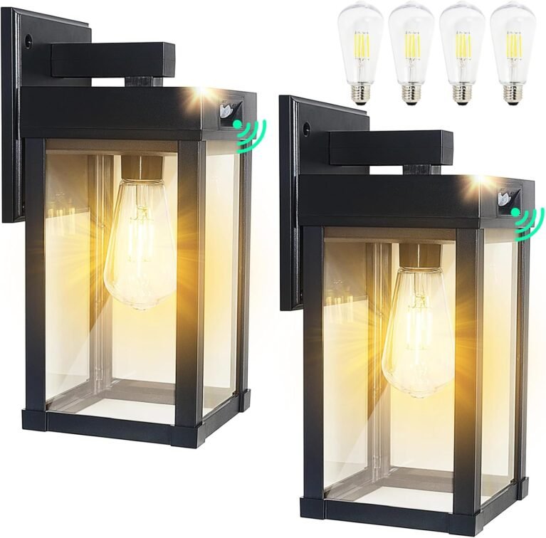 Solar Wall Lights Outdoor Waterproof with 3 Lighting Modes & Motion Sensor | Dusk to Dawn Exterior Porch Light fixtures, Solar Wall Lantern Fixture for Garage Patio Yard Garden