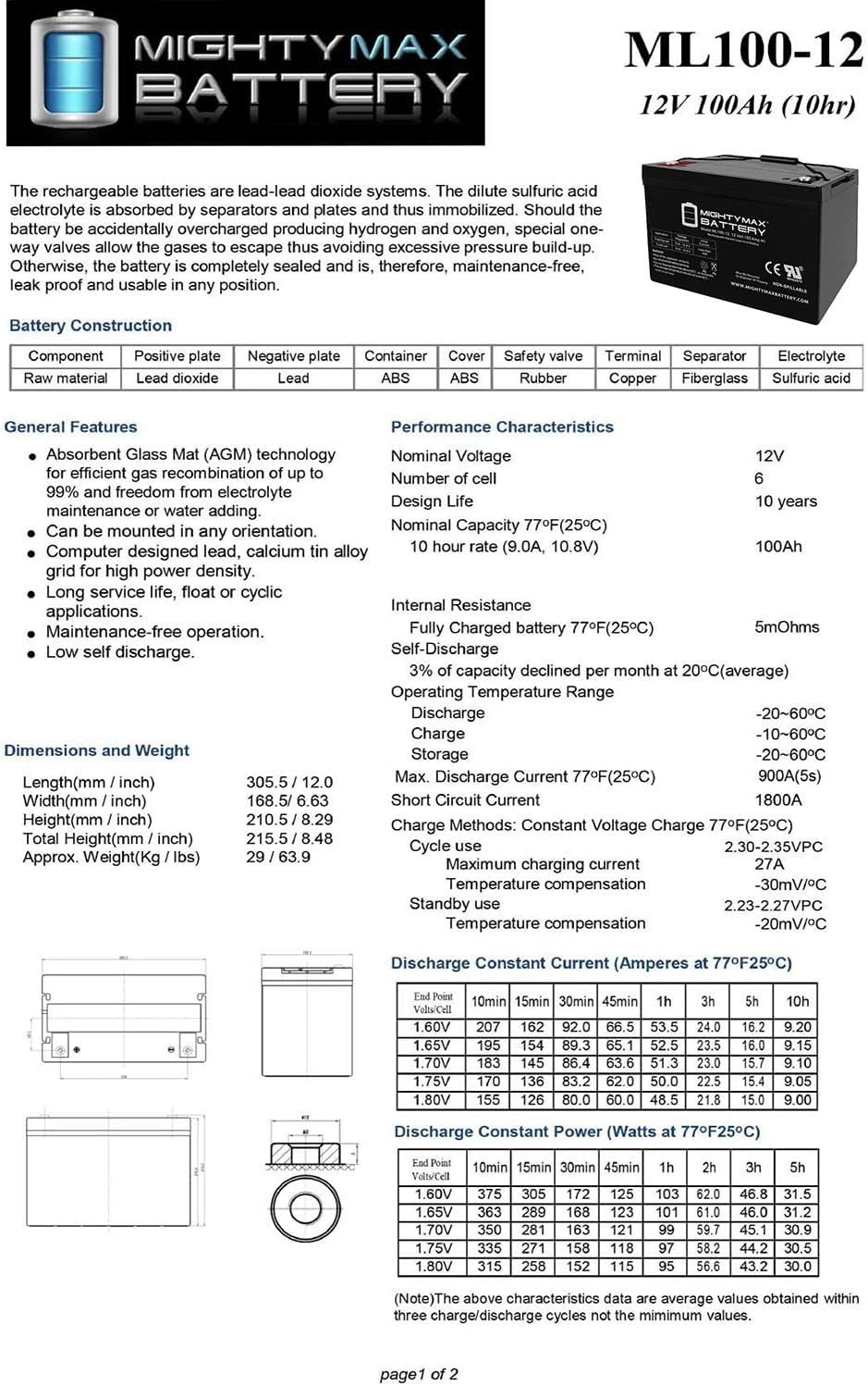 Mighty Max Battery 12V 100AH Battery for Solar Wind DEEP Cycle VRLA 12V 24V 48V - Image 6