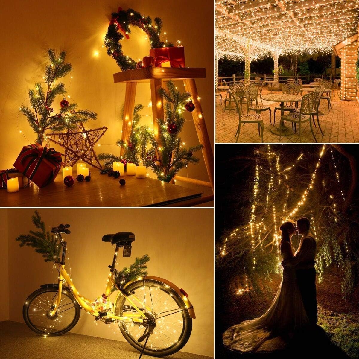 Lomotech Solar Fairy Lights Outdoor, 2 Pack Total 66ft 200 LED,Warm White | Solar String Lights Waterproof 8 Modes Twinkle Lights for Outdoor, Patio, Garden, Yard, Party, Wedding, Tree Decoration - Image 5