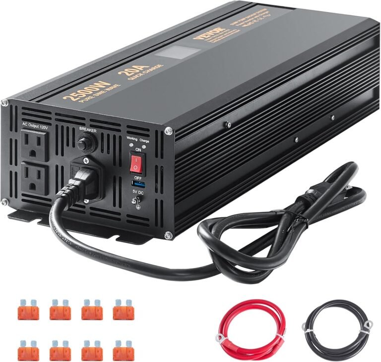 VEVOR 2500W Sump Pump Battery Backup System LCD Display Corded Auto Switch | Automatically Shifts to Inverter Power, Uninterrupted Operation, Battery Backup Inverter, for Emergencies & Power Failures