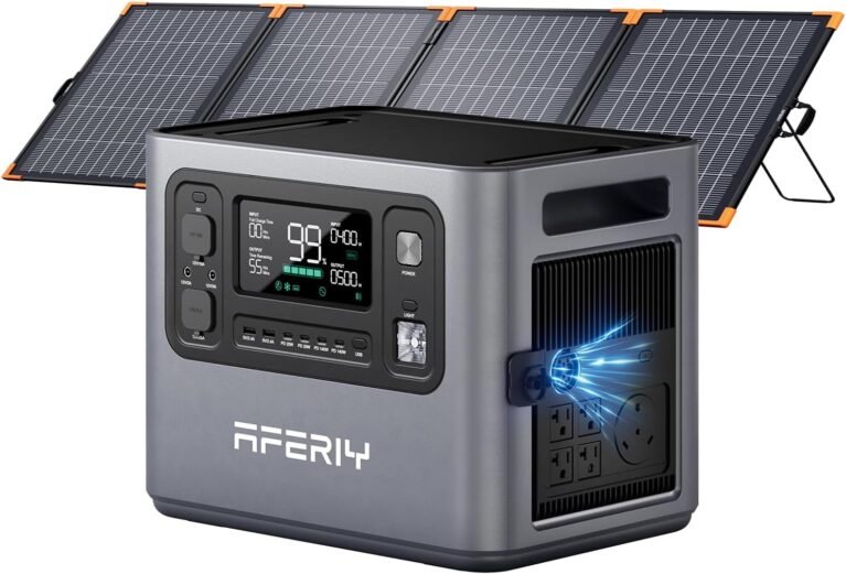 AFERIY P280 Portable Power Station 2800W with 200W Bifacial Solar Panel | Bifacial Solar,Over-rated Power,Up to 25% Efficiency N-type Solar Cell,Solar Generator with Panels Included for Camping & RVs