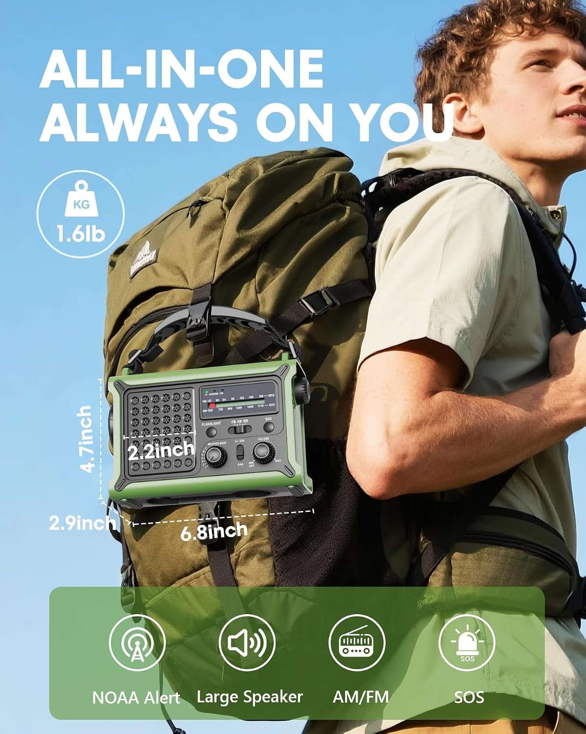 Emergency Weather Radio with Large Solar Panel, Real 12000mAh Battery | Efficient Hand Crank, AM/FM/NOAA Bands, LED Flashlight, Reading Lamp, SOS Alarm & Phone Charger for Camping & Emergencies - Image 6