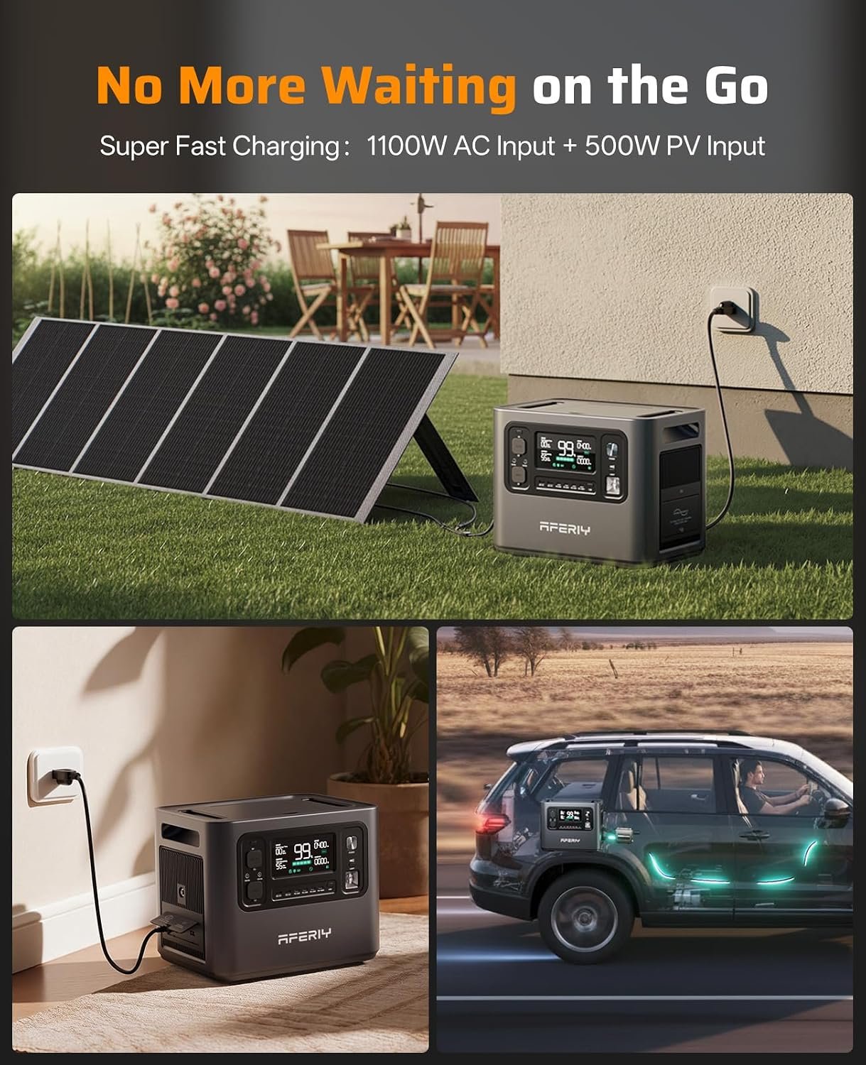 AFERIY P210 Solar Generator 2048Wh Portable Power Station 2400W (4800W Peak | 3500+Cycle LiFePO4 Battery,AC Fast Charging,12V/25A XT60 DC output,10ms UPS Power Outages,Home Backup,Camping(Solar Optional) - Image 2