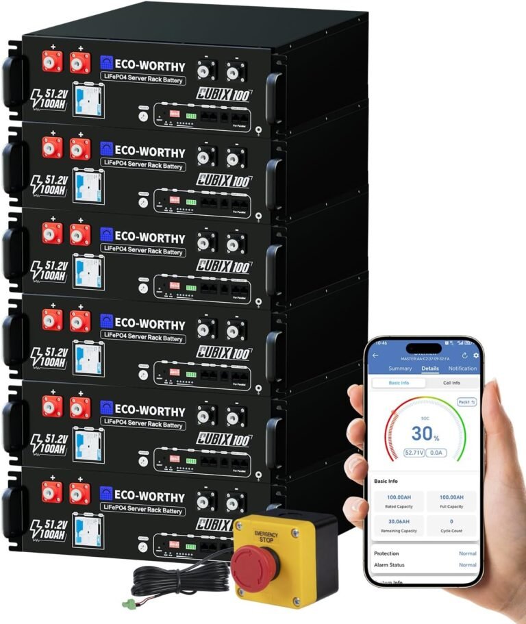 ECO-Worthy Cubix100 48V 600Ah Server Rack Battery LiFePO4 | 6 Pack 30.72kWh Solar Battery Kit for Home Backup | UL9540 & UL1973 & CEC Listed, for Home Backup Power