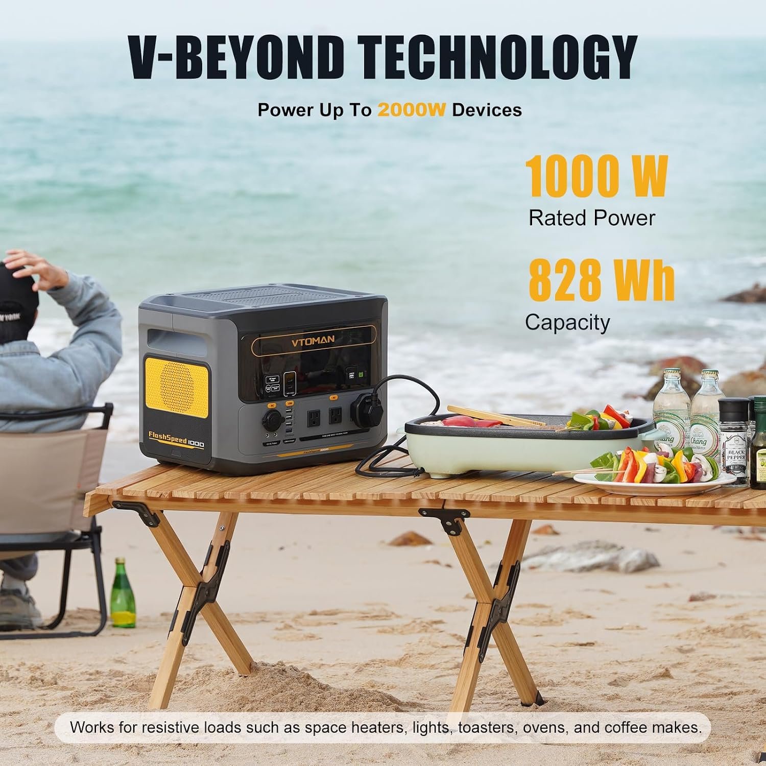 VTOMAN FlashSpeed 1000 Solar Generator, 828Wh LiFePO4 with Jumper cable | car jump starter, 1H Fast Charging, 1000W output, home backup, camping, roadside emergencies,12 output ports - Image 6