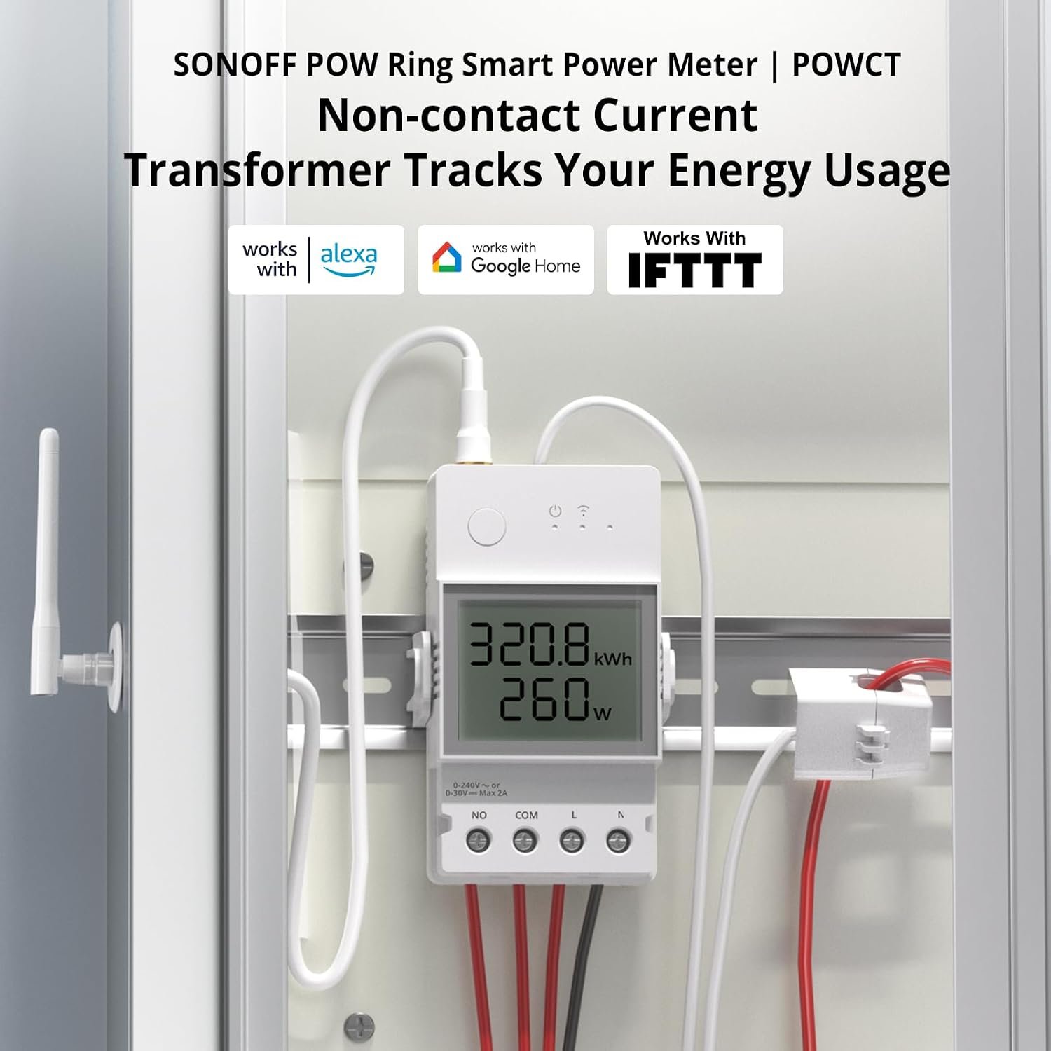 SONOFF POWCT Smart Power Meter, WiFi Connected Switch with Overload Protection, Real-Time Energy Monitoring, LCD Display, Work with Amazon Alexa/Google Home/IFTTT - Image 3
