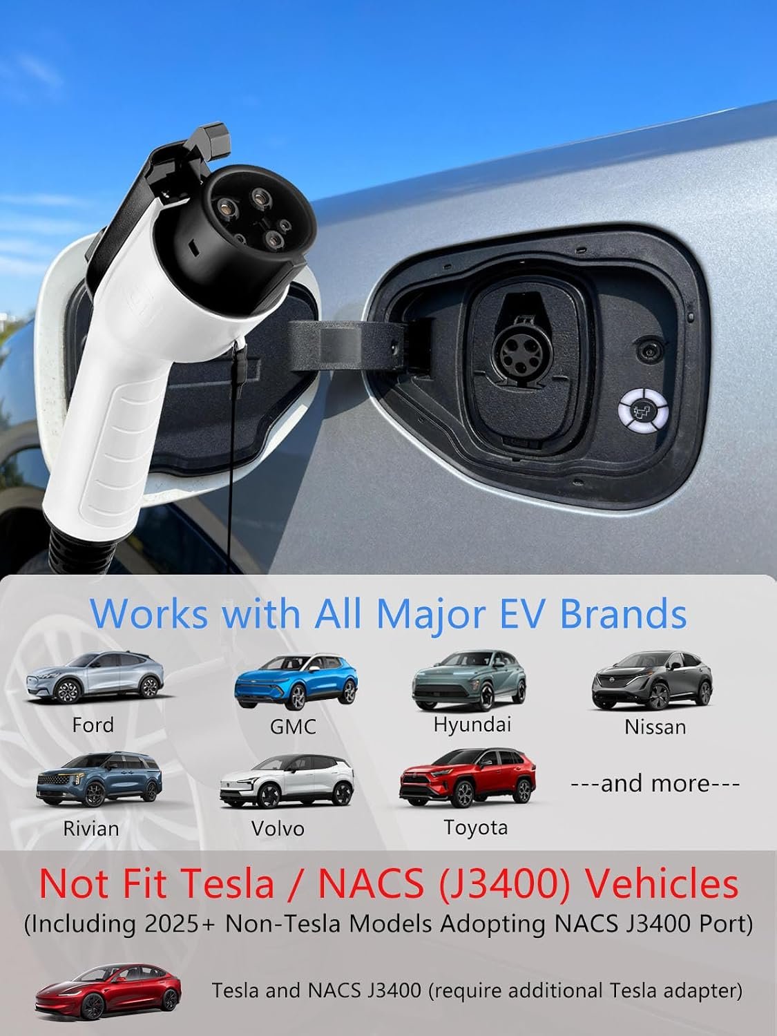 Level 2 Fast EV Charger 50Amp 240V NEMA 14-50P 25FT J1772 Cable | Up to 45 mph Charging, Adjustable Amp & Timer, Portable for Home, Garage & Road Trip, Ideal for Daily Commute - Image 2