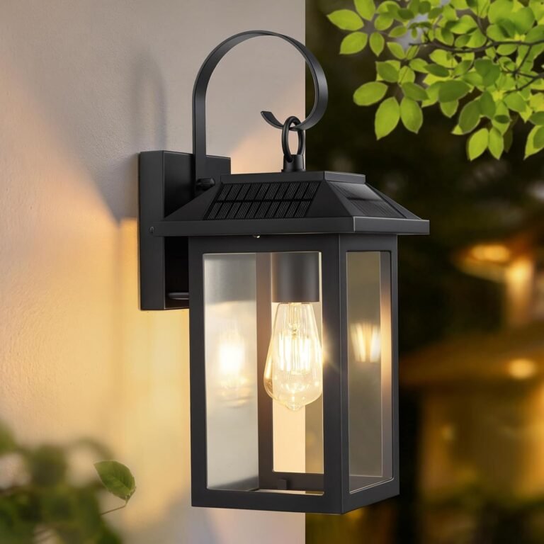 Solar Wall Lights Outdoor, Exterior Lighting Fixtures Solar Powered, 1 Pack | Waterproof Aluminum Dusk to Dawn Porch Light, Anti-Rust Wall Lantern Sconce Lamp for Outside Patio Garage Entryway Decorative