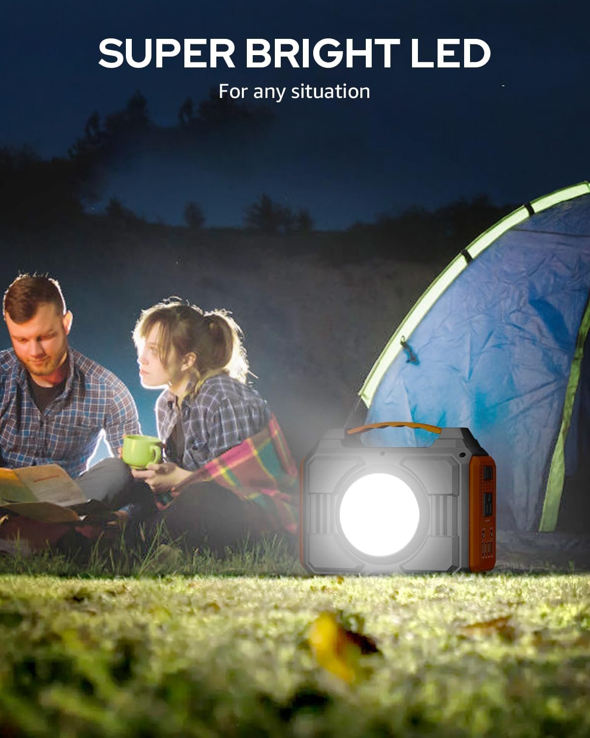 Portable Solar Generator, 300W Portable Power Station with 40W Solar Panel | 220Wh Lithium Battery Power Pack with Pure Sine Wave AC Outlet, Solar Powered Generator for Outdoor Camping RV Van Travel - Image 6