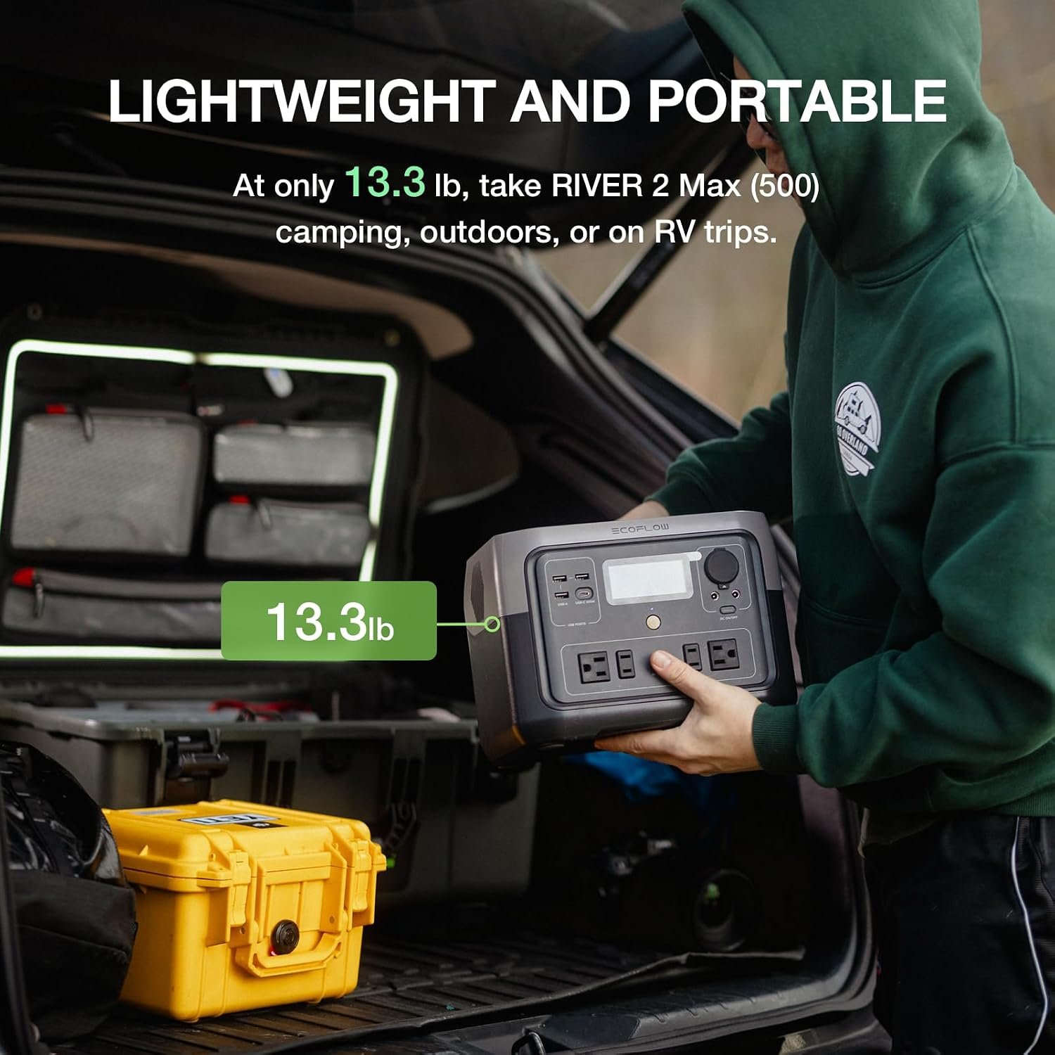 EF ECOFLOW Portable Power Station River 2 Max 500, 499Wh 500W | 1 Hr Fast Charging, LiFePO4 Battery, Up to 1000W Output Solar Generator (Solar Panel Optional) for Outdoor Camping/RVs - Image 8