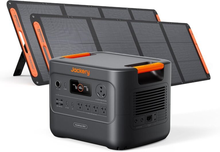 Jackery HomePower 3000 and 2x200W Solar Panels, 3072Wh, 3600W AC Output | 7200W Surge, LFP Battery, Solar Generator, Essential Backup for Home Use, Power Outage, RV, Emergencies