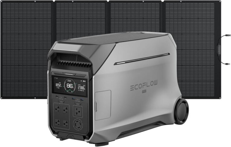 EF ECOFLOW Power Station 4096Wh DELTA Pro 3 with 400W Portable Solar Panel | 120/240V 4000W AC Output Power Station, Solar Generator for Home Use, Camping Accessories, Emergencies, Power Outages, RVs