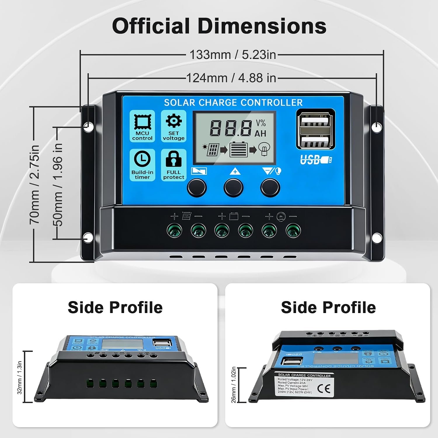 30A 12V/24V PWM Solar Charge Controller LCD Display Dual USB Timer Function | Lead-Acid & Lithium Batteries Solar Panel Charge Regulator Timer Function, for Gate Opener Chicken Coop Garden Light Shed - Image 2