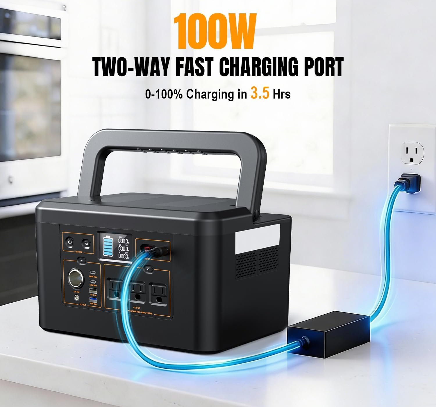 Portable Power Station 650W (1200W Peak), 576Wh Solar Generator | LiFePO4 Battery 3.5 Hour Fast Charging for Home & Emergency Backup, Hurricane, CPAP (Solar Optional) - Image 2